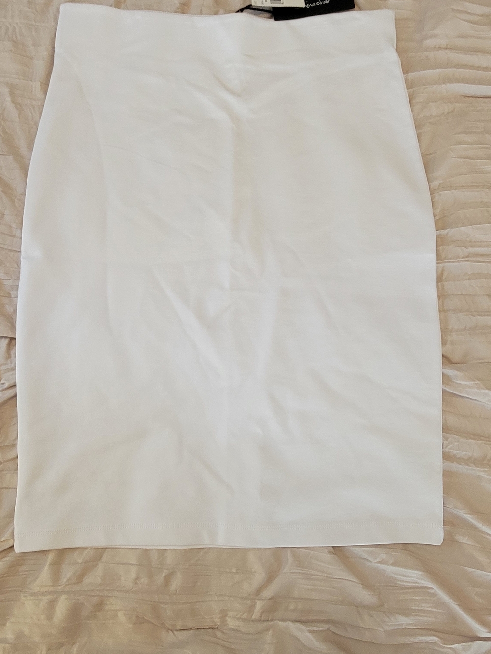 Shinesstar Women’s White XL High Rise Pencil Knee Length Stretch Knit Skirt